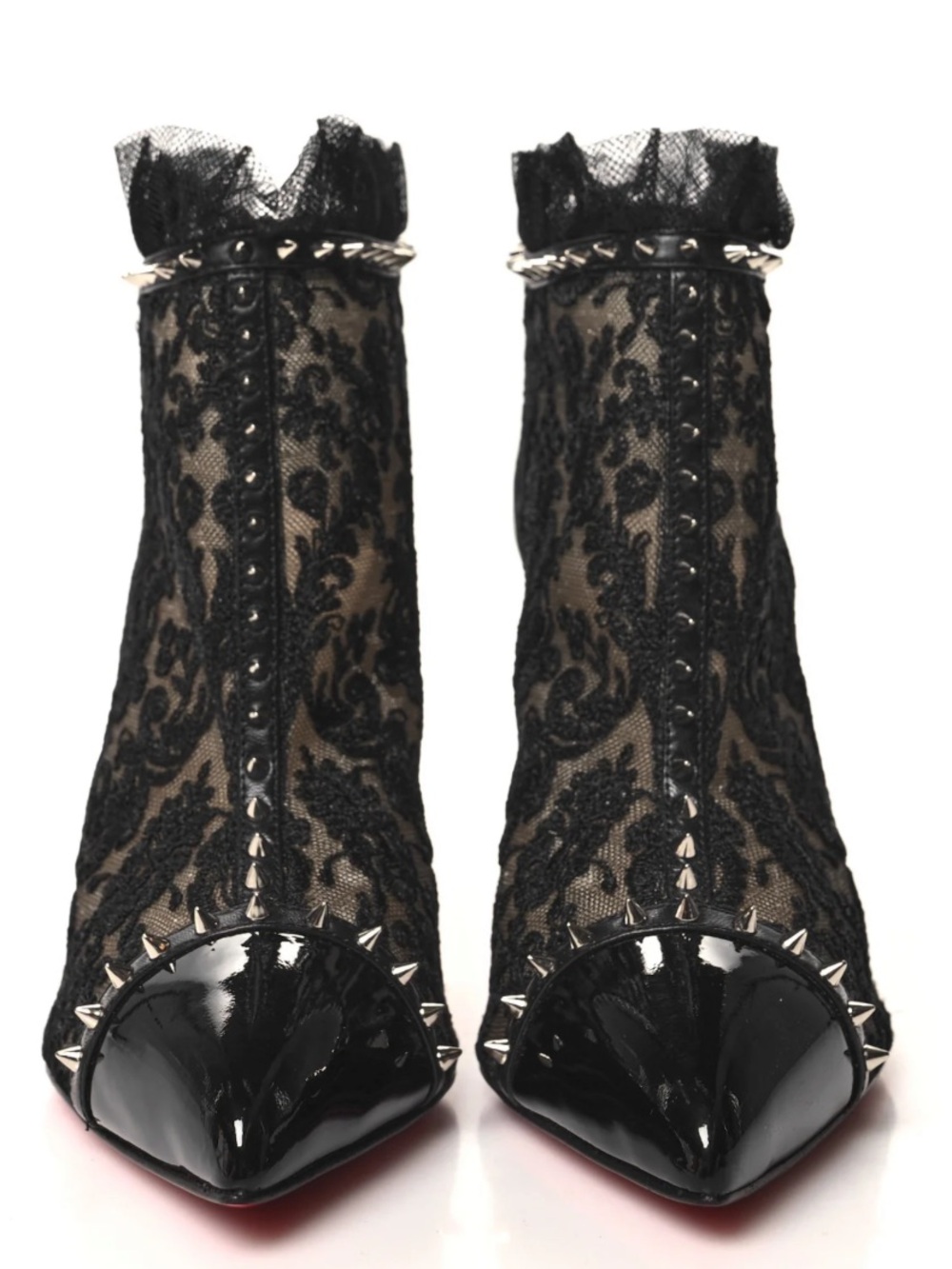 Christian Louboutin Black Lace Ankle Boots with Red Sole - Picture 3 of 7